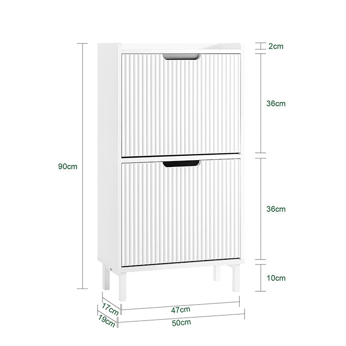 SoBuy | Meuble à chaussures étroit à 2 abattants | Blanc | FSR177-W