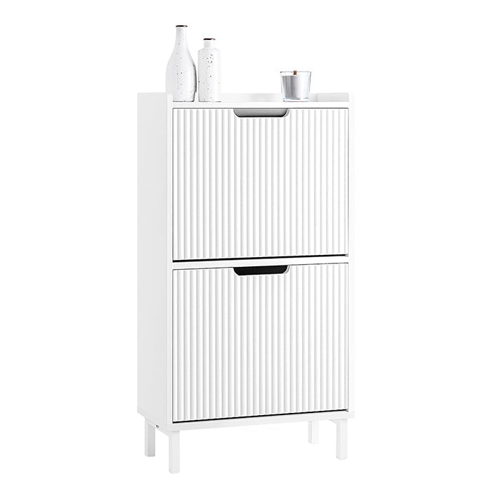 SoBuy | Meuble à chaussures étroit à 2 abattants | Blanc | FSR177-W