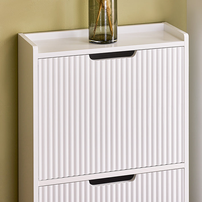 Prévente | SoBuy | Meuble à chaussures étroit à 2 abattants | Blanc | FSR177-W