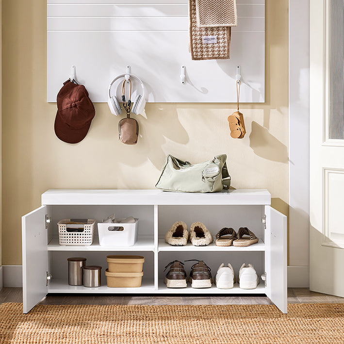 SoBuy | Banc à chaussures | Banc d'entrée | Banc avec rangement | Banc d'entrée | Blanc | FSR178-W