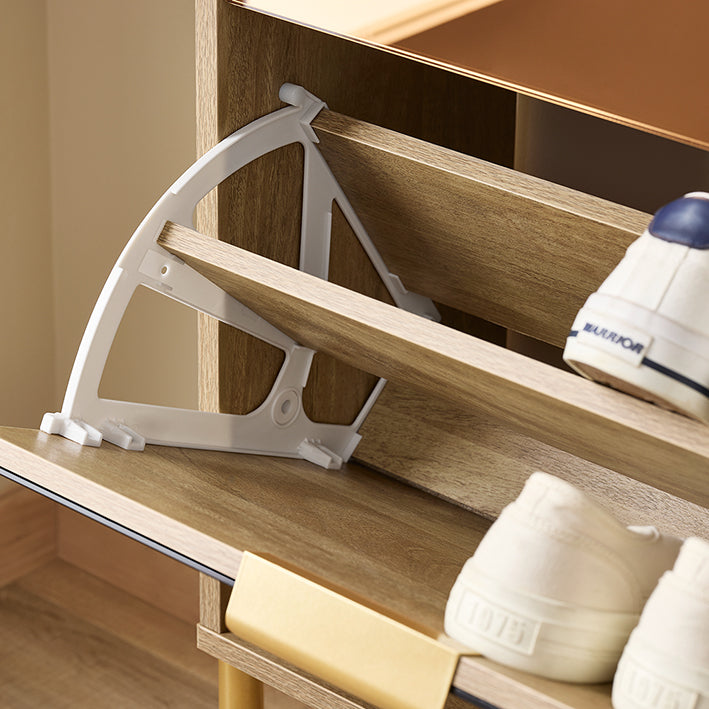 SoBuy | Meuble à chaussures 3 portes | Armoire à chaussures | Étagère à chaussures | Finition dorée brillante | FSR181-HG