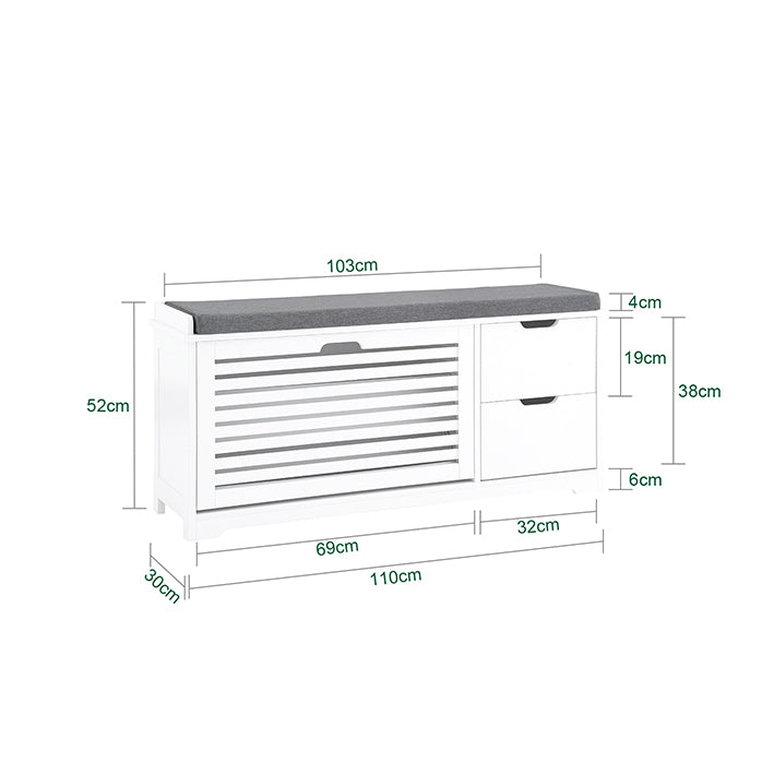 SoBuy | Schuhkipper | Schuhbank mit 1 Klappe | Sitzbank | Sitzkommode Weiß | FSR185-W