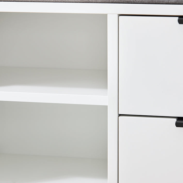 SoBuy | Banc à chaussures avec assise | Banc | Banc d'entrée avec portes coulissantes | Coffre à chaussures | Blanc | FSR187-W