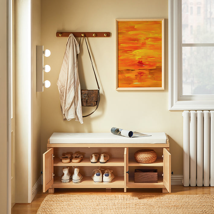 SoBuy | Banc à chaussures avec assise | Banc d'entrée | Banc | Banc d'entrée | Naturel | FSR188-N