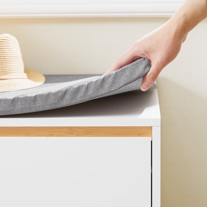 SoBuy | Scarpiera con panca | Panca contenitore con seduta bianca | FSR191-WN