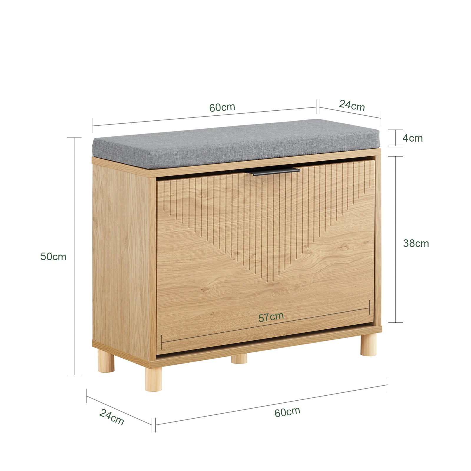 SoBuy | Schuhbank mit Sitzfläche | Schuhregal schmal | mit Stauraum | Sonoma Eiche + Grau | FSR199-N
