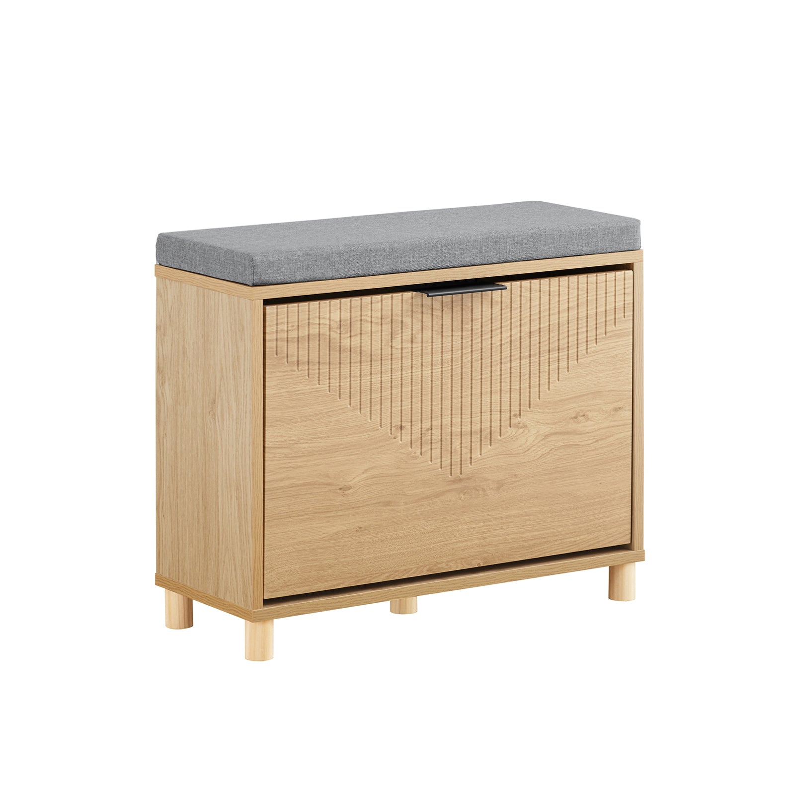 SoBuy | Schuhbank mit Sitzfläche | Schuhregal schmal | mit Stauraum | Sonoma Eiche + Grau | FSR199-N