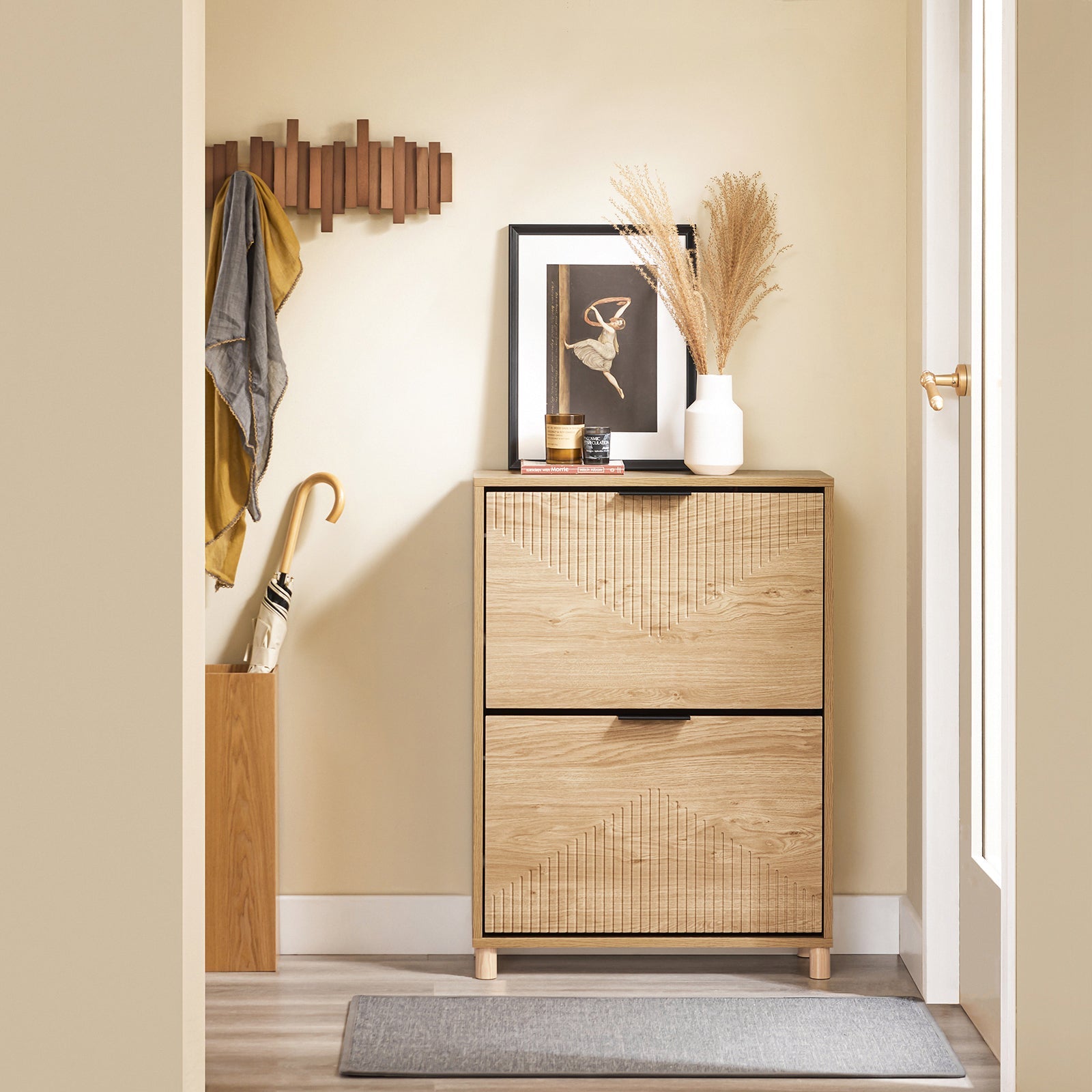 SoBuy | Scarpiera sottile | Scarpiera a ribalta | Scarpiera | L60xH83xP24 cm | FSR200-II-N