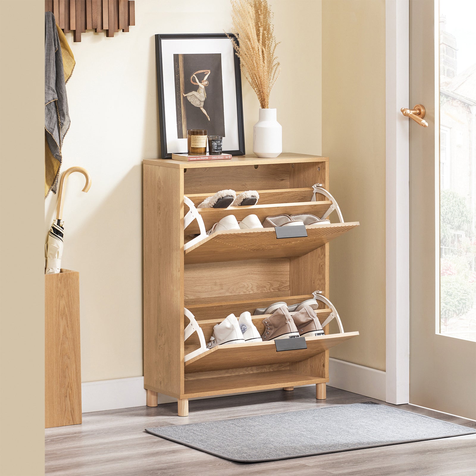 SoBuy | Schuhschrank Schmal | Schuhkipper | Schuhregal | B60xH83xT24 cm | FSR200-II-N