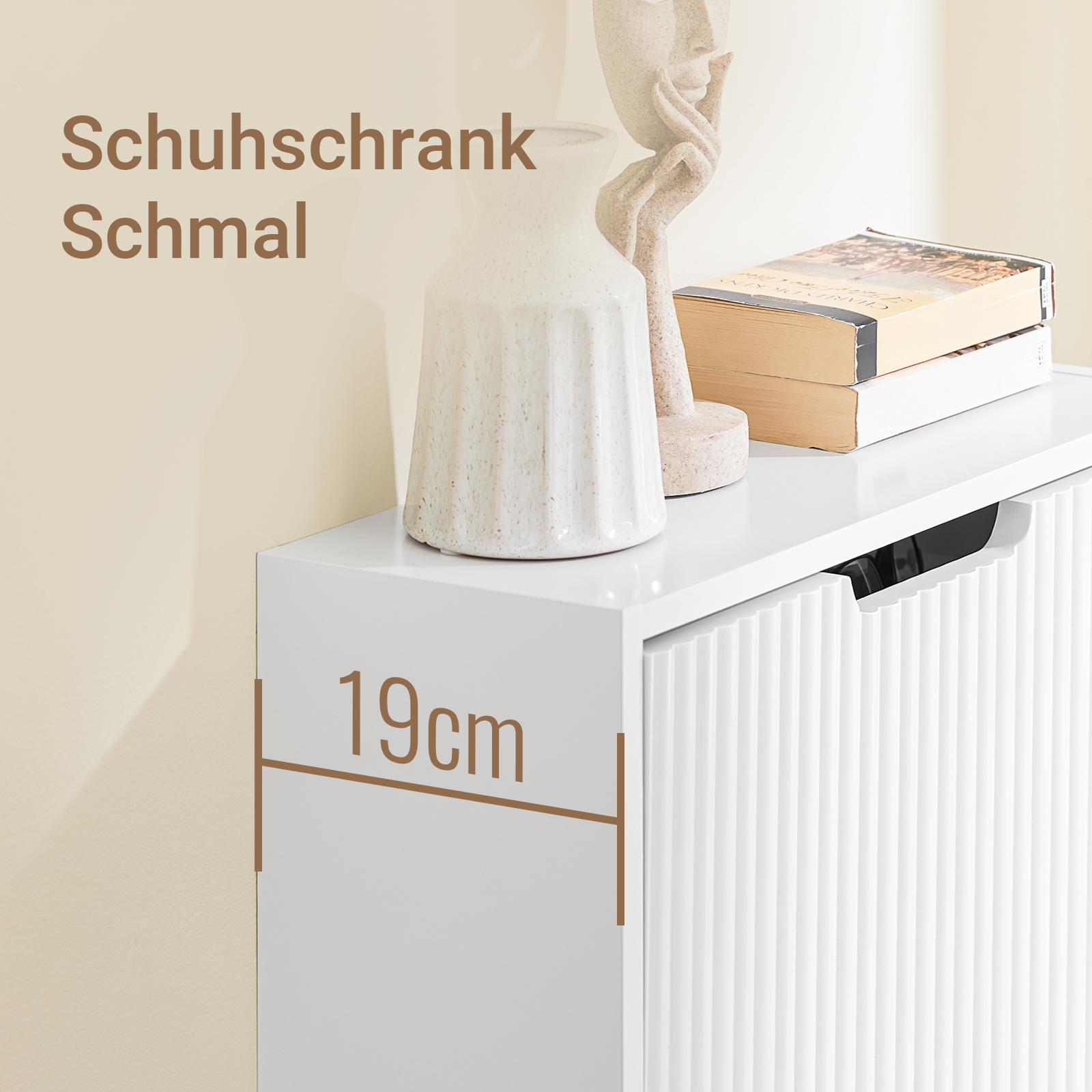 SoBuy | Schuhschrank Schmal | Wandmontage | 2-Wege Montage & Anti-Kipp| 19cm Tiefe | Weiß | FSR204-W