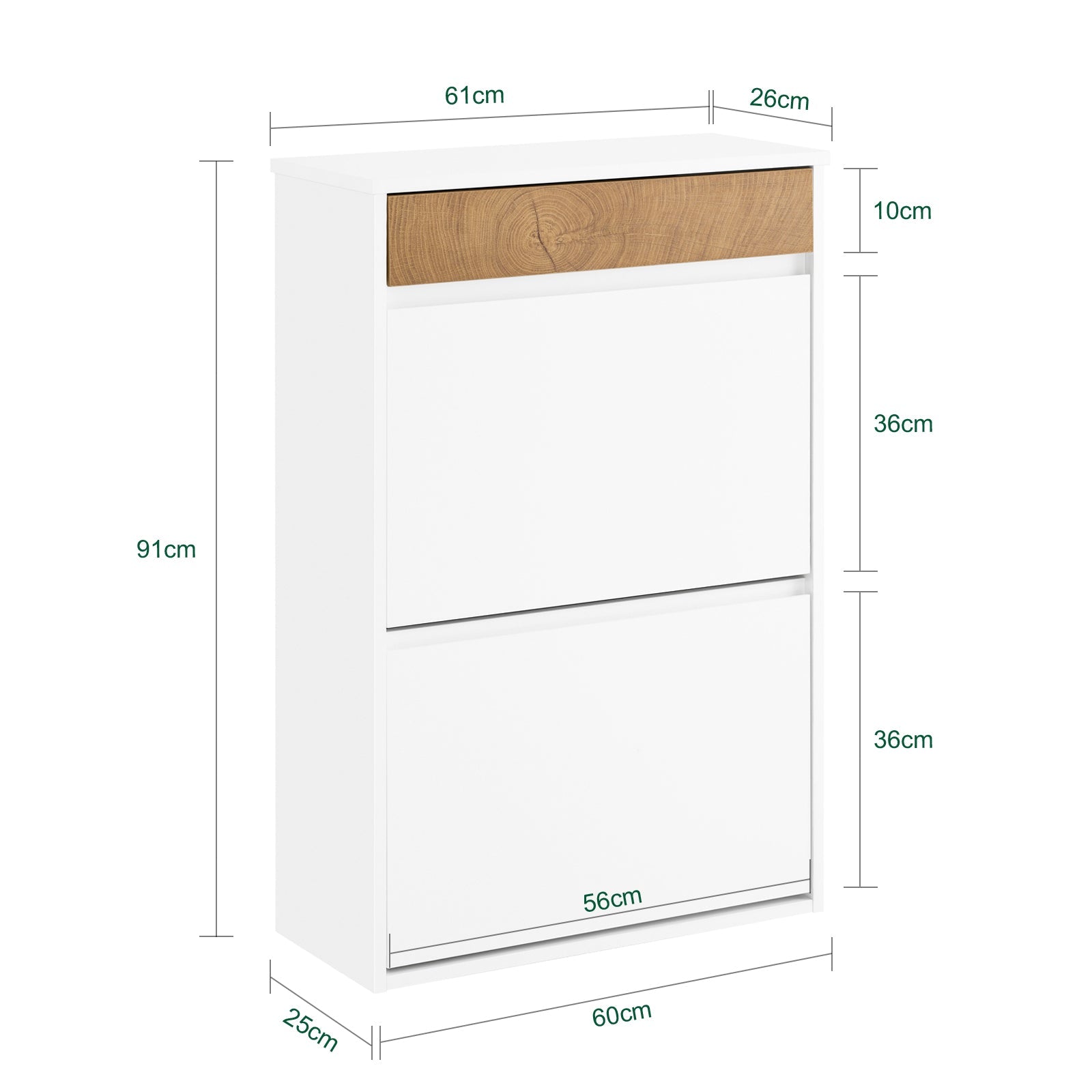 SoBuy | Meuble à chaussures avec 2 abattants et 1 tiroir | Armoire à chaussures | Étagère à chaussures | Blanc | FSR205-WN