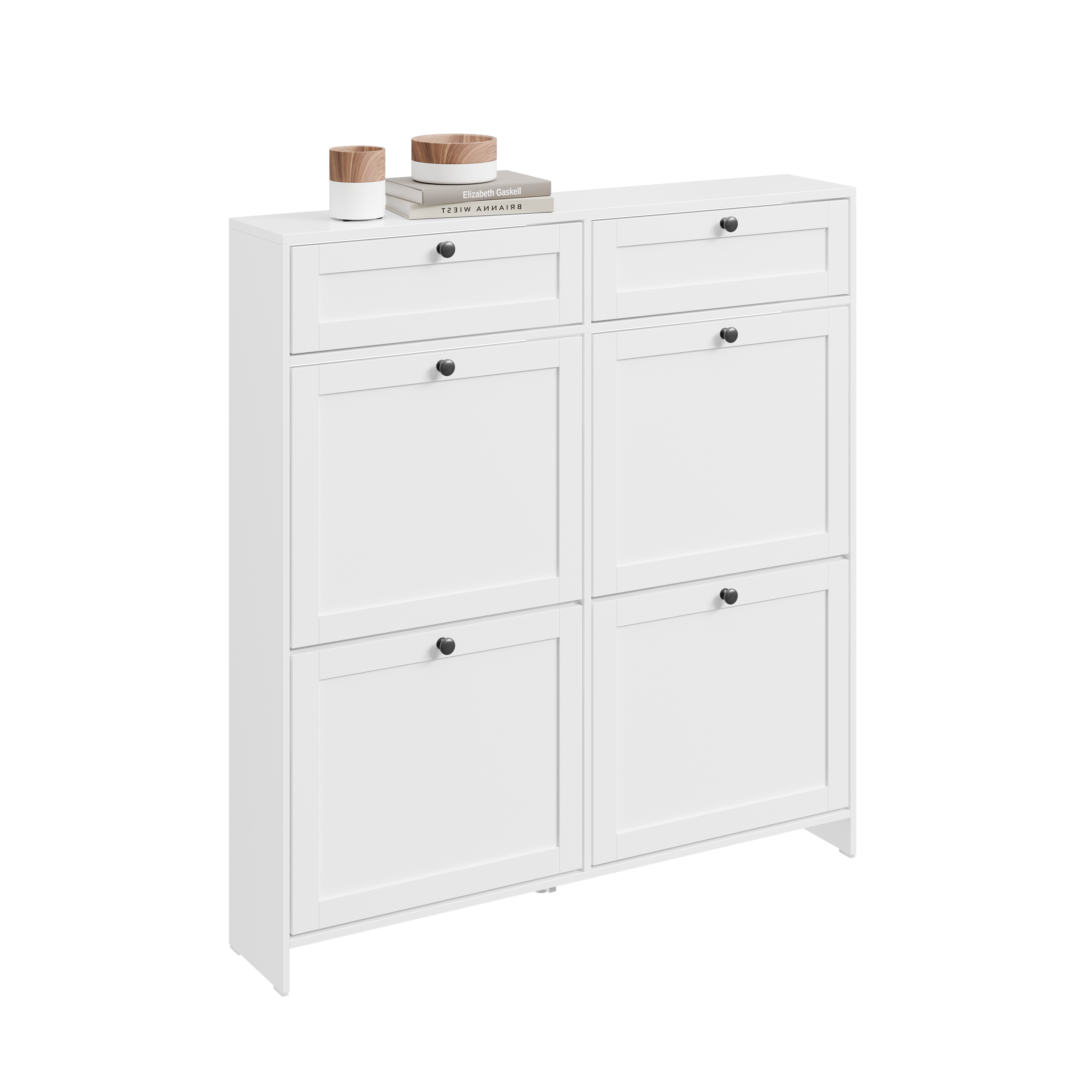 SoBuy | Meuble à chaussures étroit | à 4 rabats | Blanc | FSR208-W