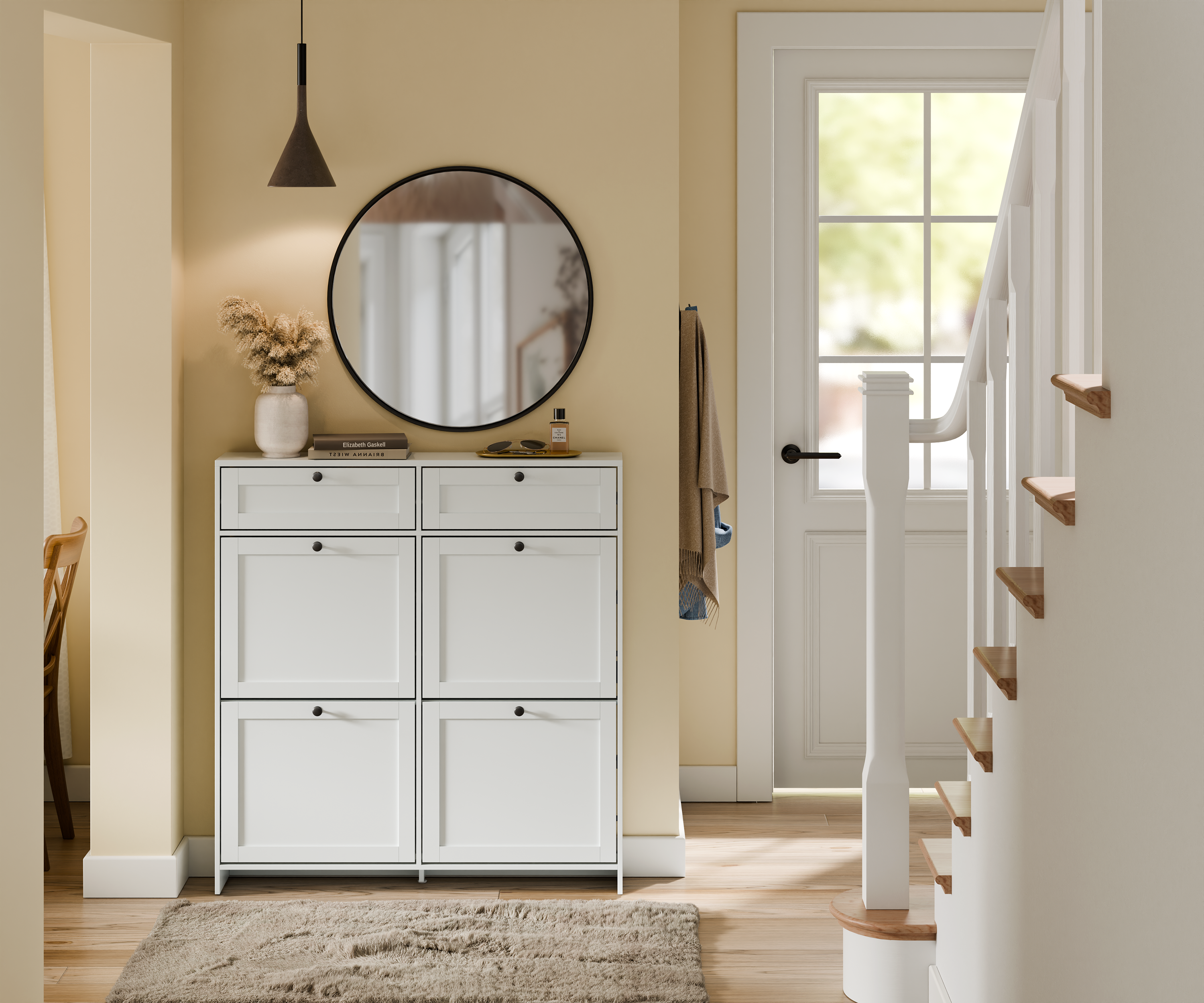 SoBuy | Meuble à chaussures étroit | à 4 rabats | Blanc | FSR208-W