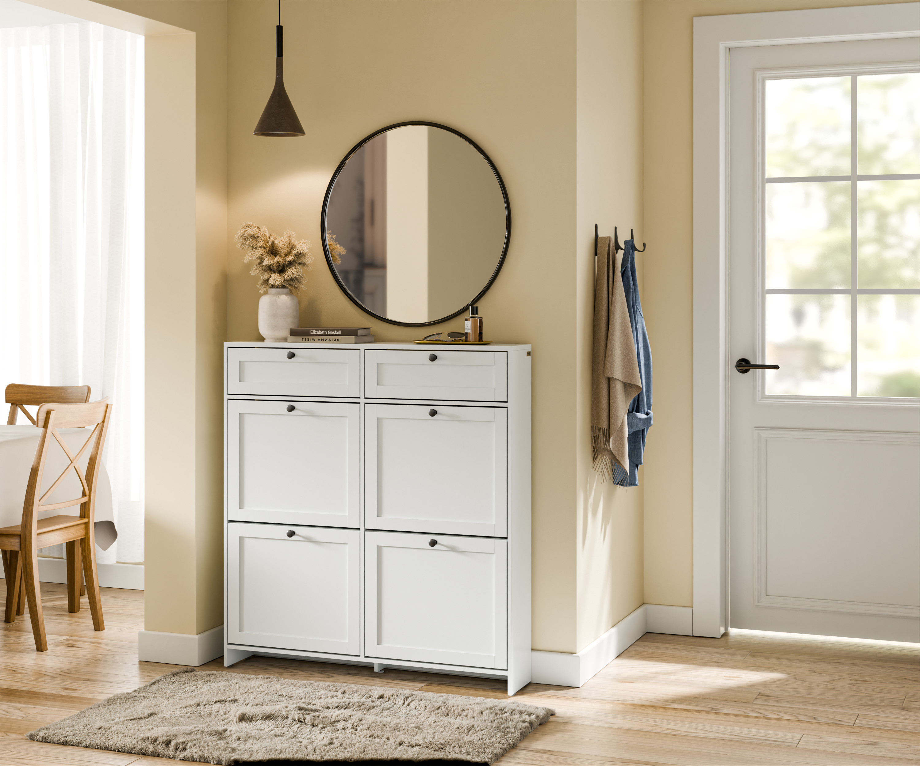 SoBuy | Meuble à chaussures étroit | à 4 rabats | Blanc | FSR208-W