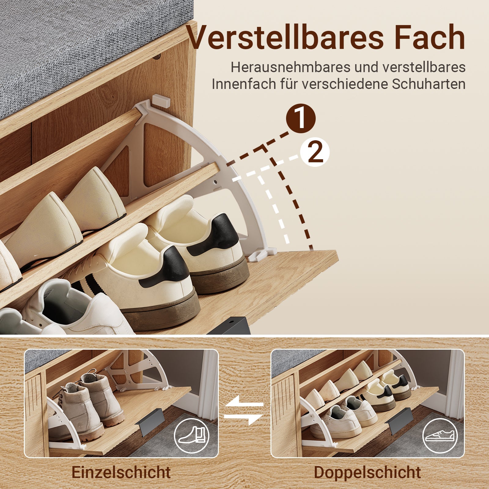 SoBuy Meuble à chaussures étroit avec assise pour grandes chaussures 100x24x50 cm FSR211-N