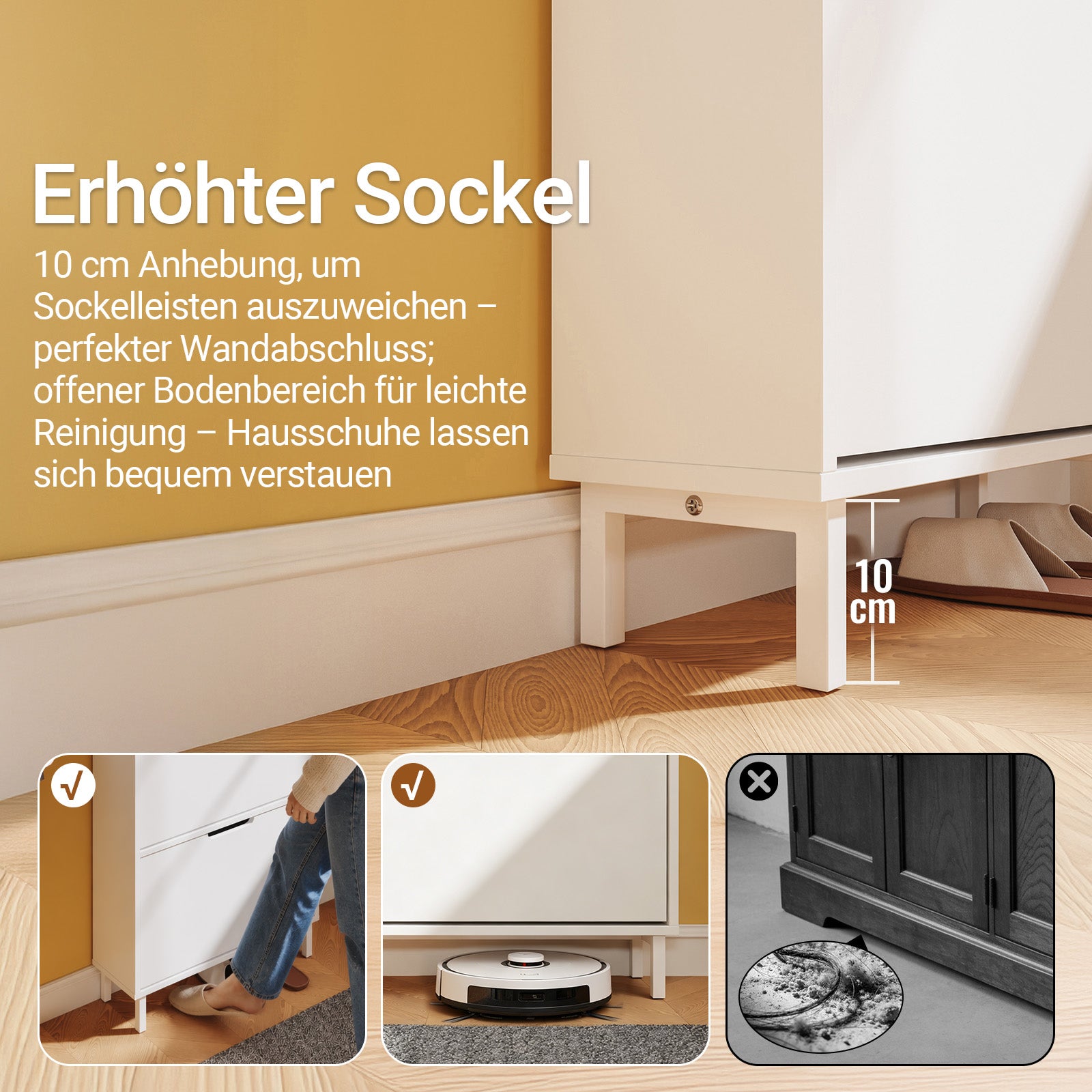 SoBuy Schuhschrank Weiß 2 Türen mit Haken und offener Oberseite 60x19x119 cm FSR221-W