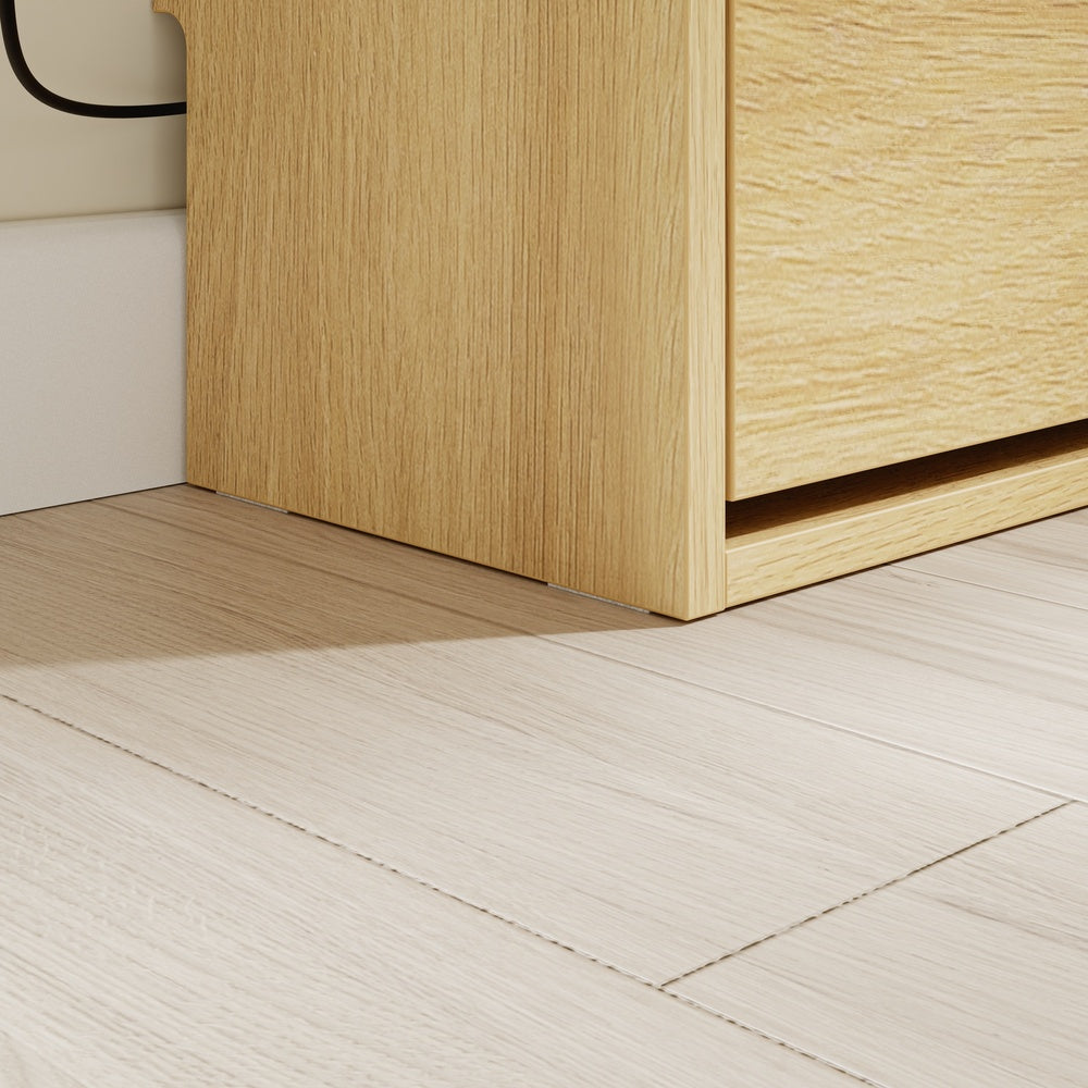 SoBuy | Schuhschrank schmal hoch mit 3 Klappen Natur | FSR226-E-N