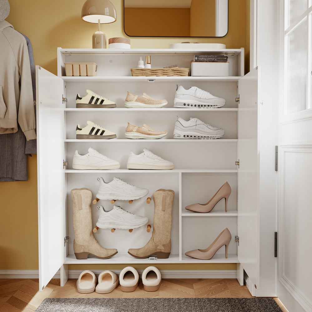 SoBuy | Schuhschrank schmal weiß mit offener Ablage | FSR227-E-W