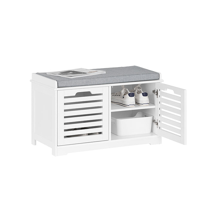 Prevendita | SoBuy | Scarpiera con panca | Cassapanca con 2 ante | Cassapanca per scarpe | Bianco | FSR23-II-W