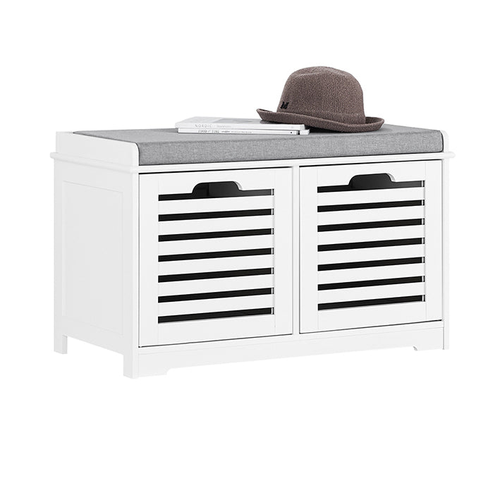 SoBuy | Scarpiera con cuscino | Cassapanca portatutto | Comodino con seduta bianco | FSR23-K-W