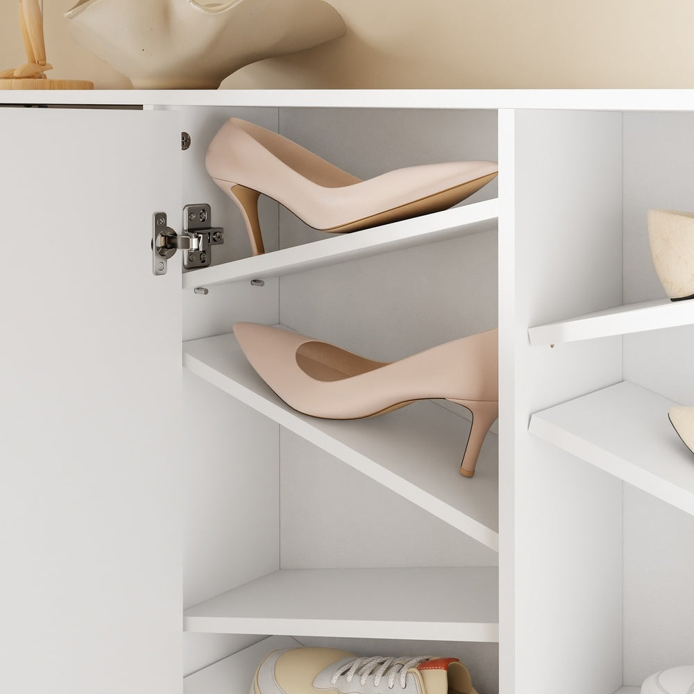 SoBuy | Schuhschrank Weiß mit Schuhkipper und 2 Türen | FSR231-W