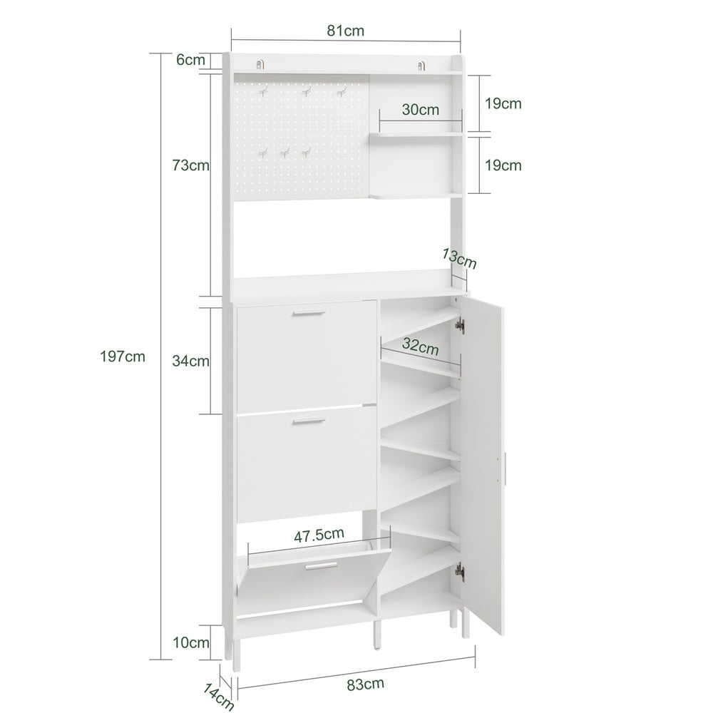 SoBuy | Schuhschrank schmal hoch weiß | FSR232-W