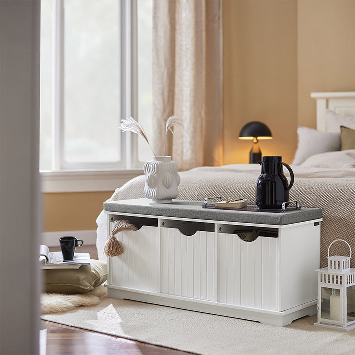 SoBuy | Banc avec siège | Coffre à jouets | Coffre de rangement blanc | FSR30-W