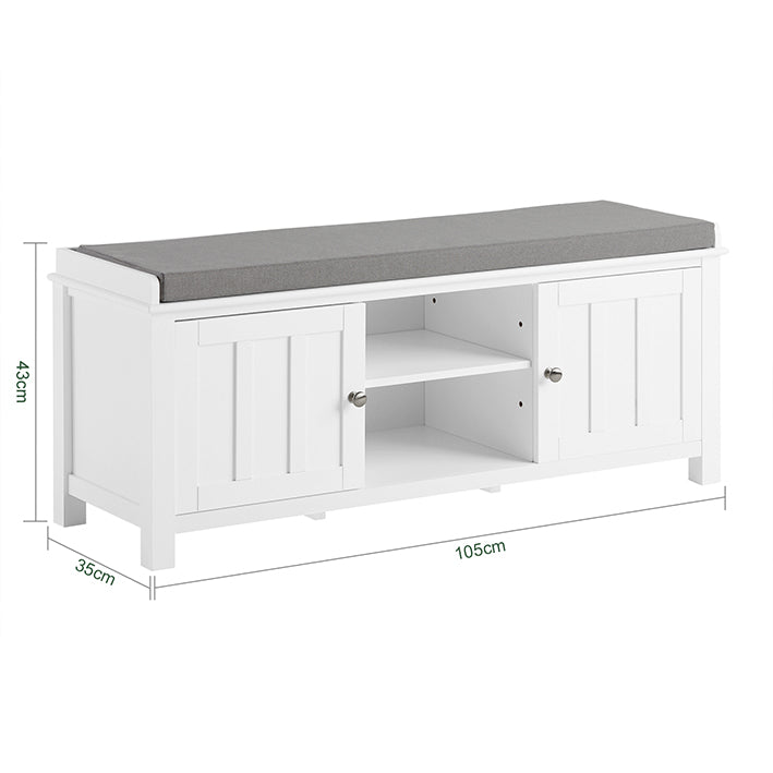 SoBuy | Panca da Ingresso con Cuscino | Scarpiera con Sedile Bianco | FSR35-W