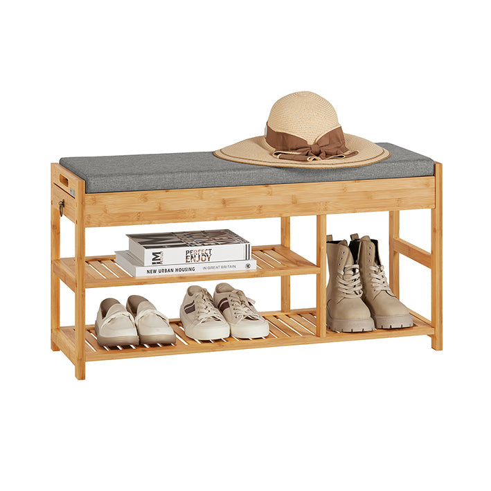 SoBuy | Scarpiera con panca | Panca con scarpiera | Larghezza 90 cm Bambù | FSR47-N