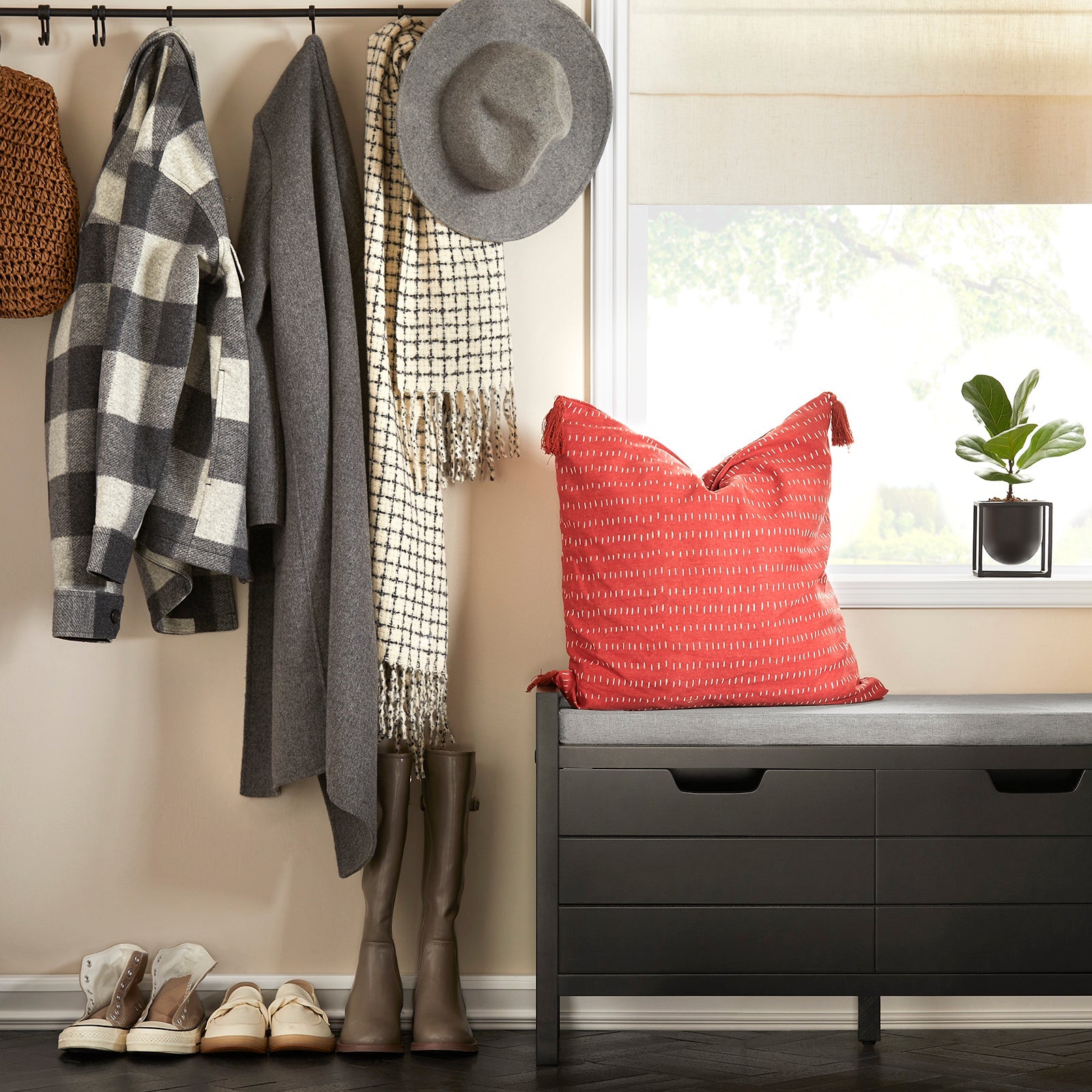 SoBuy | Commode à chaussures | Banc de rangement avec coussin | Meuble à chaussures | Noir | FSR63-II-SCH