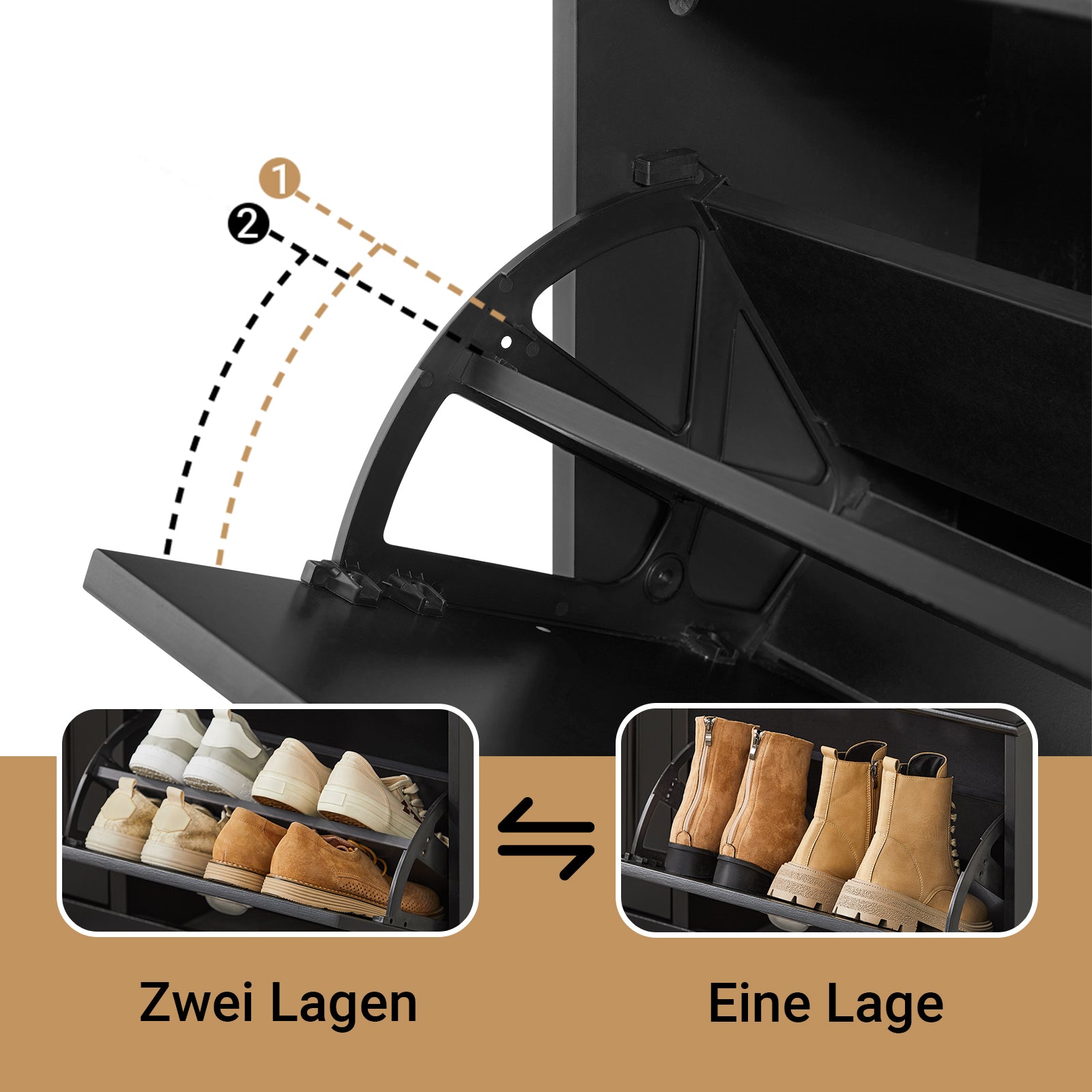 SoBuy | Meuble à chaussures | Banc à chaussures avec compartiment intégré | Style campagnard noir | FSR64-SCH