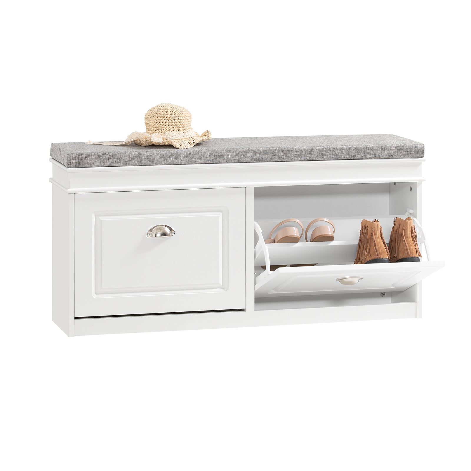 SoBuy | Schuhkipper | Schuhbank mit Schuhfach | Landhausstil Weiß | FSR64-W