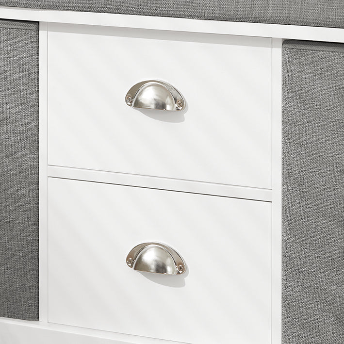SoBuy | Cassapanca Contenitore per Scarpe | Panca con Contenitore | Bianco-Grigio | FSR66-HG