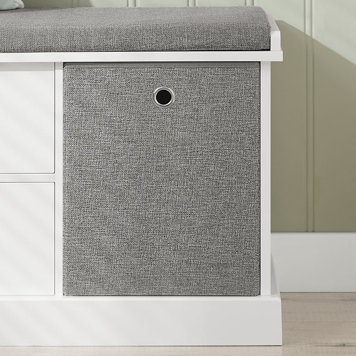 SoBuy | Cassapanca Contenitore per Scarpe | Panca con Contenitore | Bianco-Grigio | FSR66-HG
