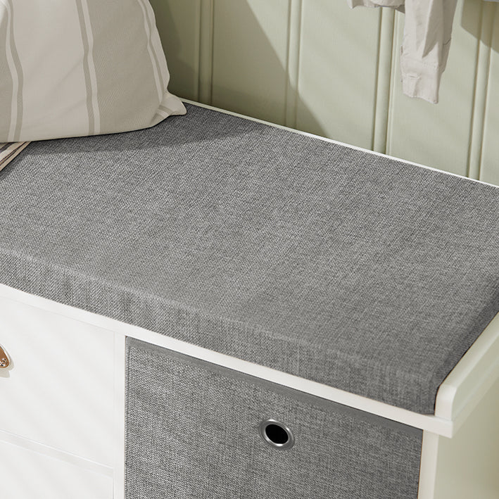 SoBuy | Cassapanca Contenitore per Scarpe | Panca con Contenitore | Bianco-Grigio | FSR66-HG