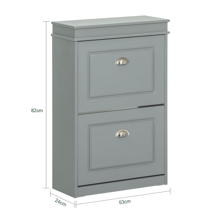 SoBuy | Meuble à chaussures | Armoire à chaussures avec 2 abattants | Commode à chaussures gris clair | FSR78-HG