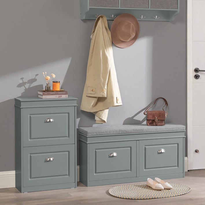 SoBuy | Meuble à chaussures | Armoire à chaussures avec 2 abattants | Commode à chaussures gris clair | FSR78-HG