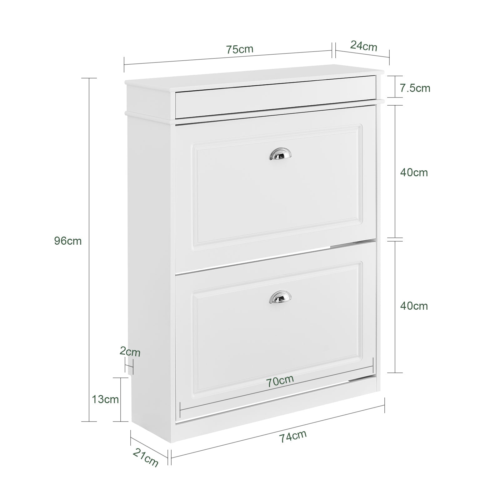 SoBuy | Meuble à chaussures | Meuble à chaussures avec 2 abattants | Commode à chaussures blanc | FSR78-L-W