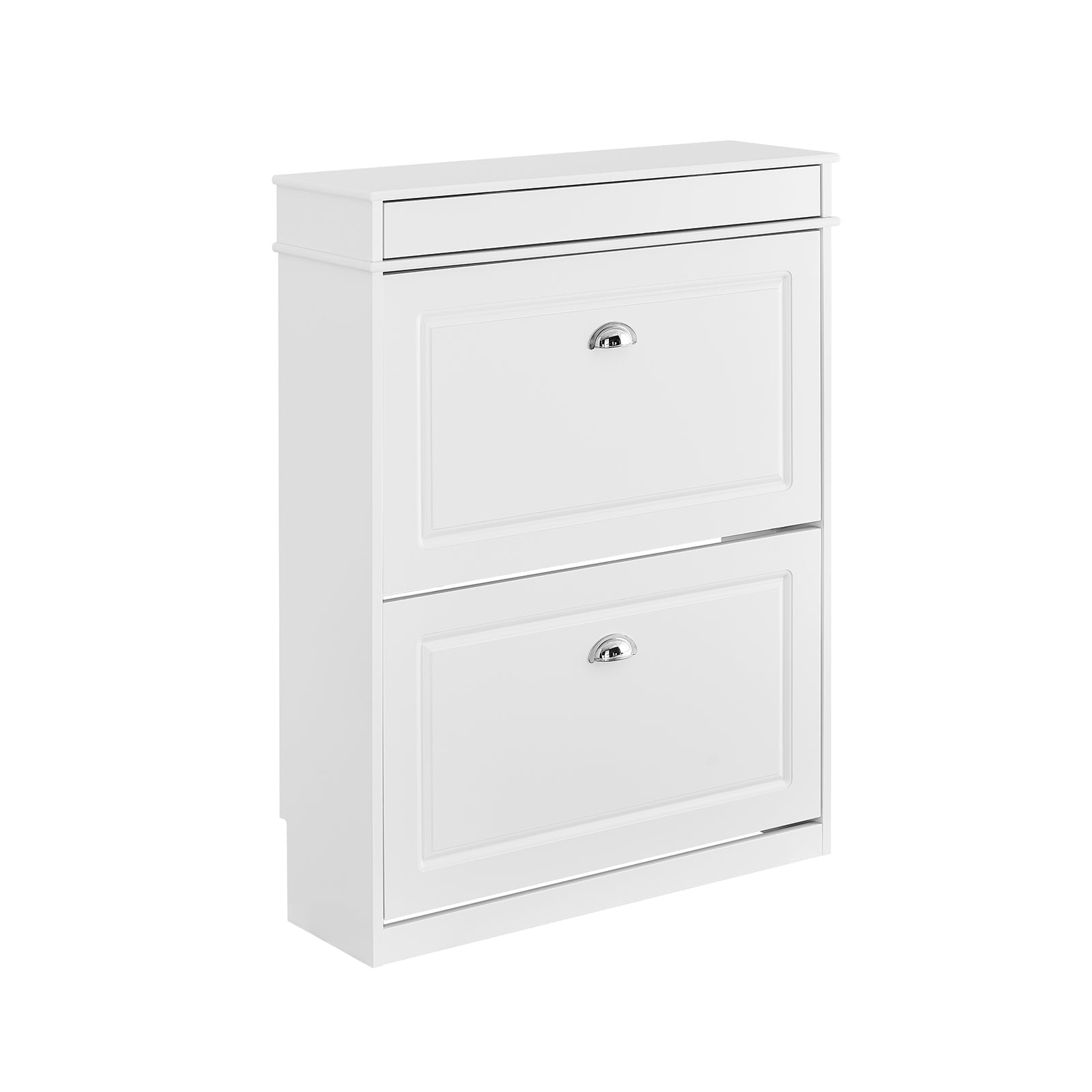 SoBuy | Meuble à chaussures | Meuble à chaussures avec 2 abattants | Commode à chaussures blanc | FSR78-L-W