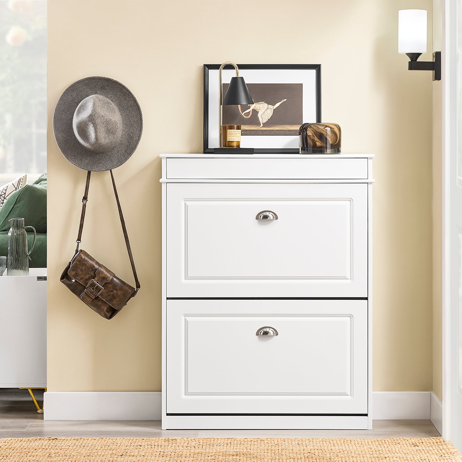 Prévente | SoBuy | Meuble à chaussures | Meuble à chaussures à 2 portes | Coffre à chaussures blanc | FSR78-LW