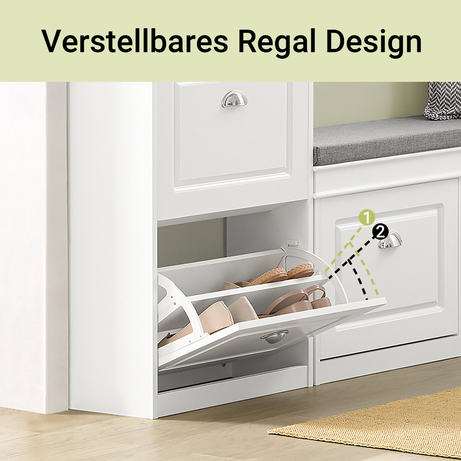 SoBuy | Meuble à chaussures | Meuble à chaussures à 2 portes | Coffre à chaussures blanc | FSR78-W