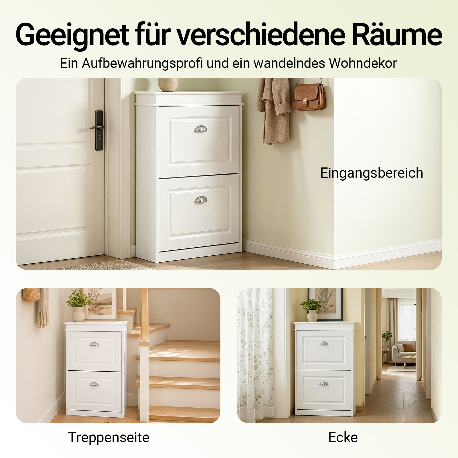 SoBuy | Schuhkipper | Schuhschrank mit 2 Klappen | Schuhkommode Weiß | FSR78-W