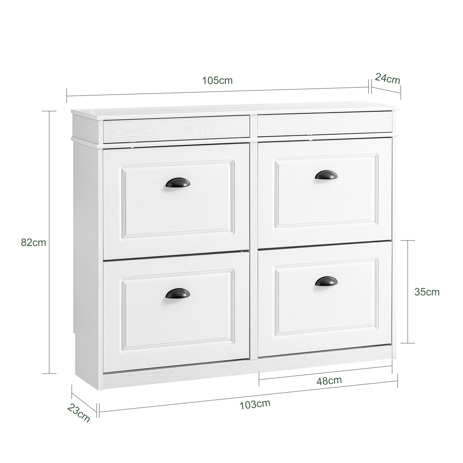 SoBuy | Meuble à chaussures | Armoire à chaussures avec 4 abattants | Blanc Vintage | FSR79-WG