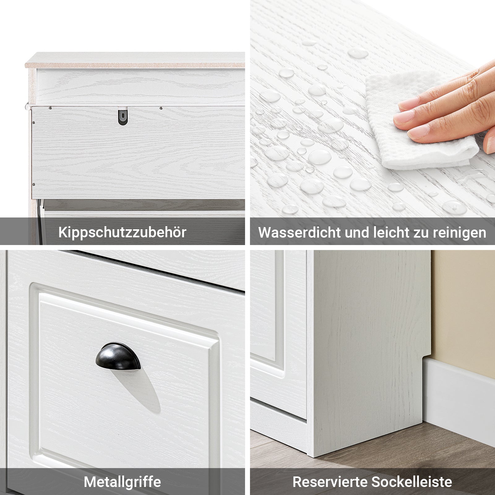 SoBuy | Meuble à chaussures | Meuble à chaussures à 4 portes | Coffre à chaussures blanc vintage | FSR79-WG