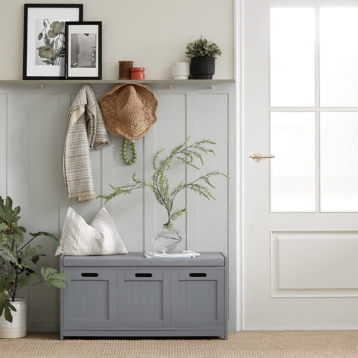 SoBuy | Cassapanca scarpiera | Panca contenitore | Grigio | FSR80-SG