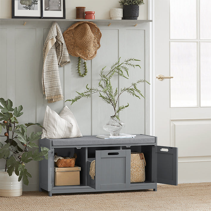 SoBuy | Cassapanca scarpiera | Panca contenitore | Grigio | FSR80-SG
