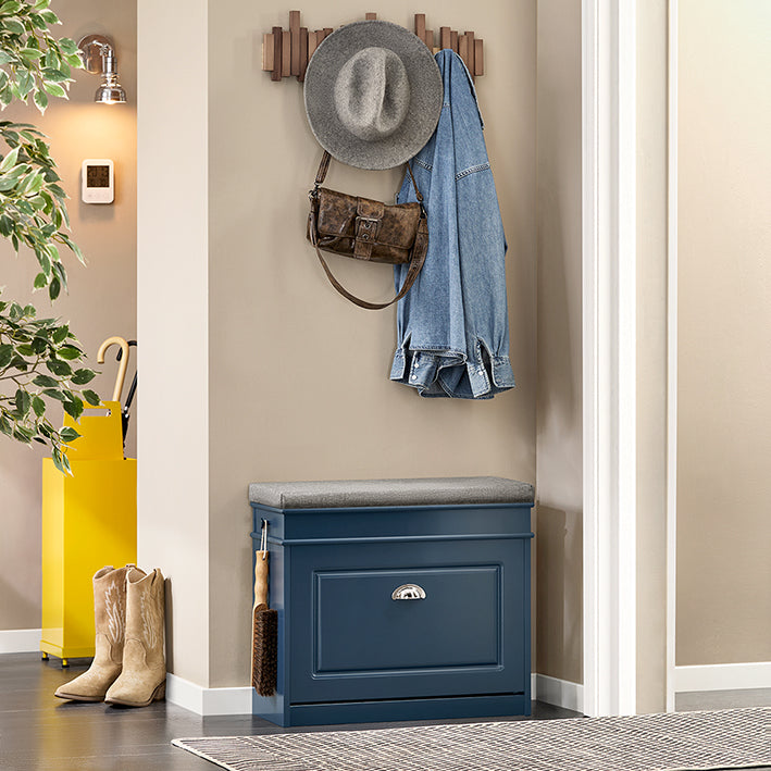 SoBuy | Scarpiera a ribalta | Panca portascarpe | Panca | Cassettiera portascarpe | Scarpiera blu | FSR82-K-B