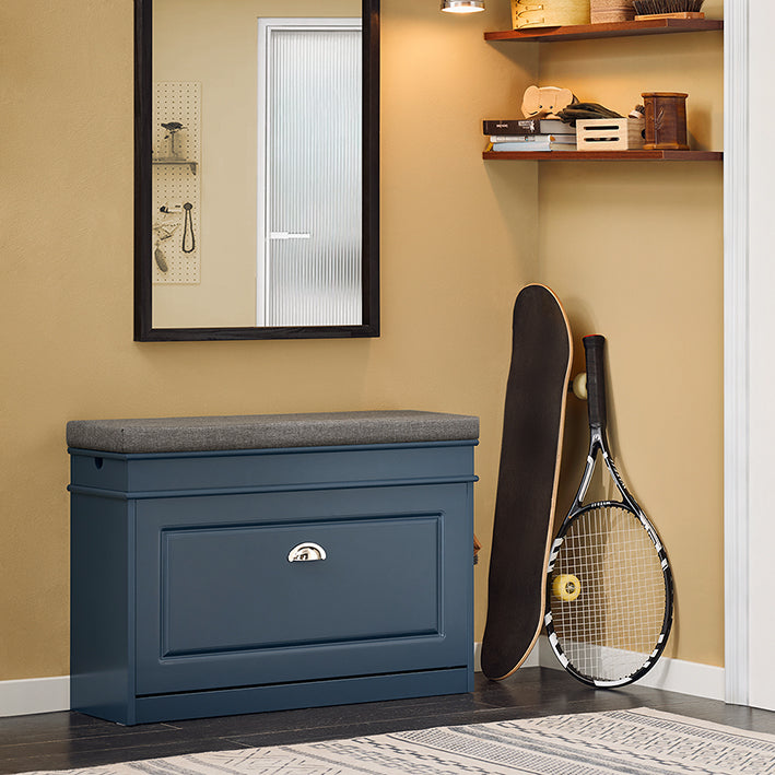 SoBuy | Schuhkipper | Schuhschrank mit Klappe | Sitzbank | Blau | FSR82-L-B