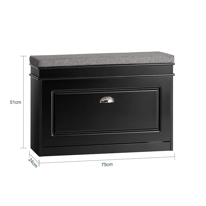 SoBuy | Scarpiera a ribalta | Panca portascarpe | Panca | Cassettiera portascarpe | Scarpiera Nera | FSR82-L-SCH