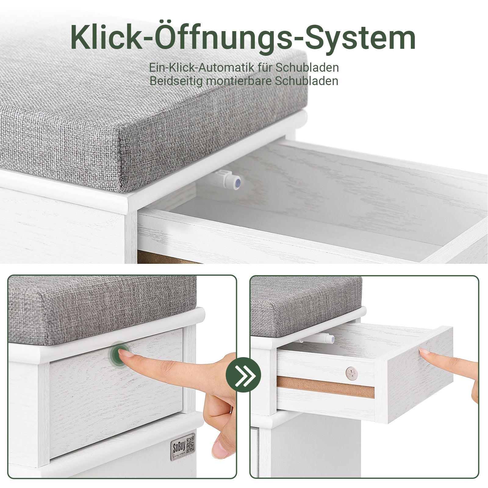 Vorverkauf | SoBuy | Schuhkipper | Schuhbank mit Klappe | Schuhschrank | Weiß Vintage | FSR82-L-WG